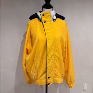 Unisex Yellow Hooded Lightweight Windbreaker Jacket with Navy Blue Hood